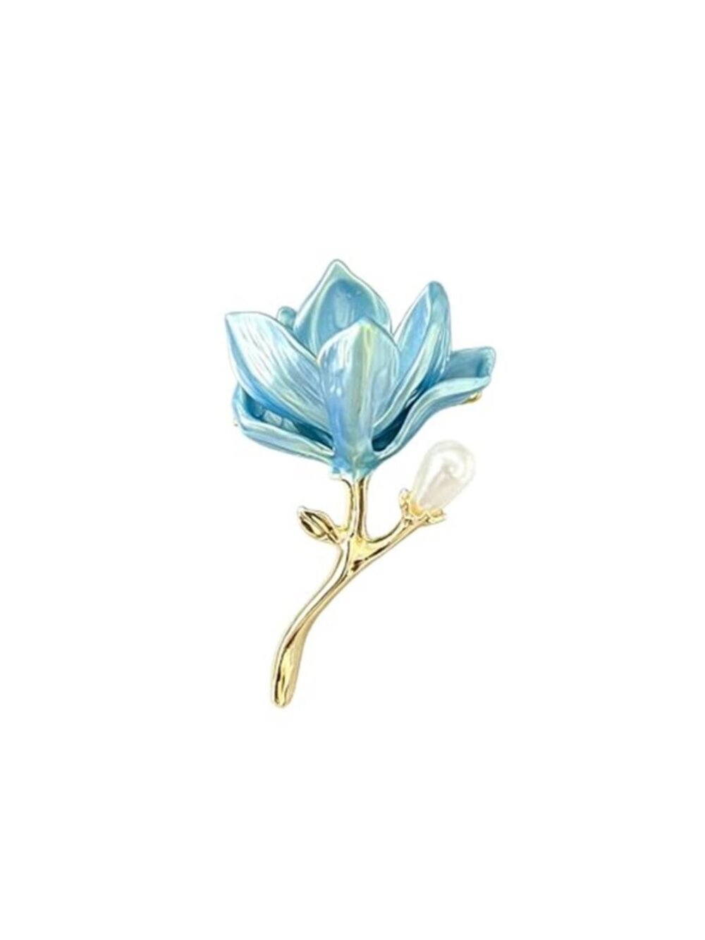Magnolia Rose Tulip Flower Brooch Pin Alloy Enamel Floral Brooch with Natural